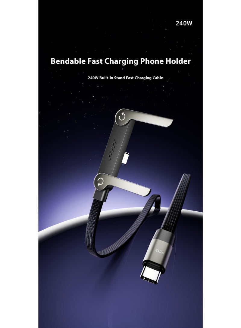 NIBEMINENT MAX 240W Fast Charging Type C to Type C, Stand Data Cable, Multifunctional Data Cable, Car Data Cable, Suitable for Iphone 17 to Iphone 15 Series, Braided Cable with Dual Type C Charging Ports, Samsung S25, Etc - Image 2